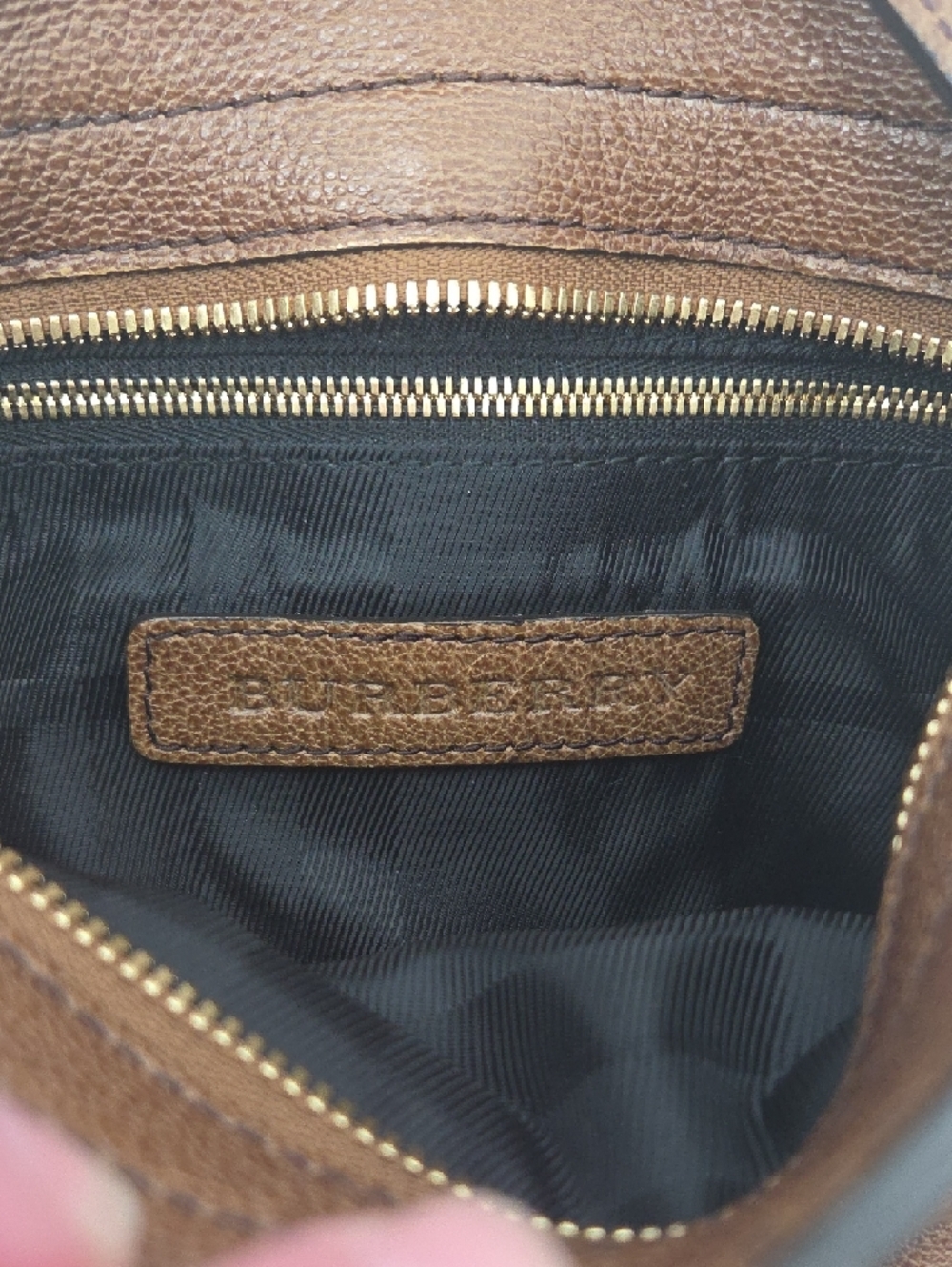 Burberry Brown Leather Crossbody with Chain Accent GORGEOUS - Picture 9 of 16